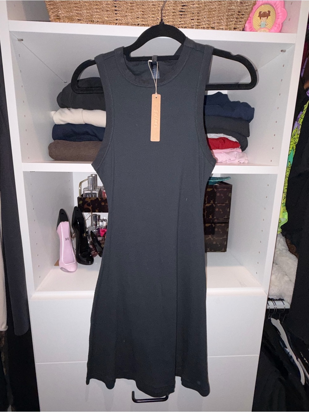 SKIMS Sleeveless Mock Neck Mini Dress - Black